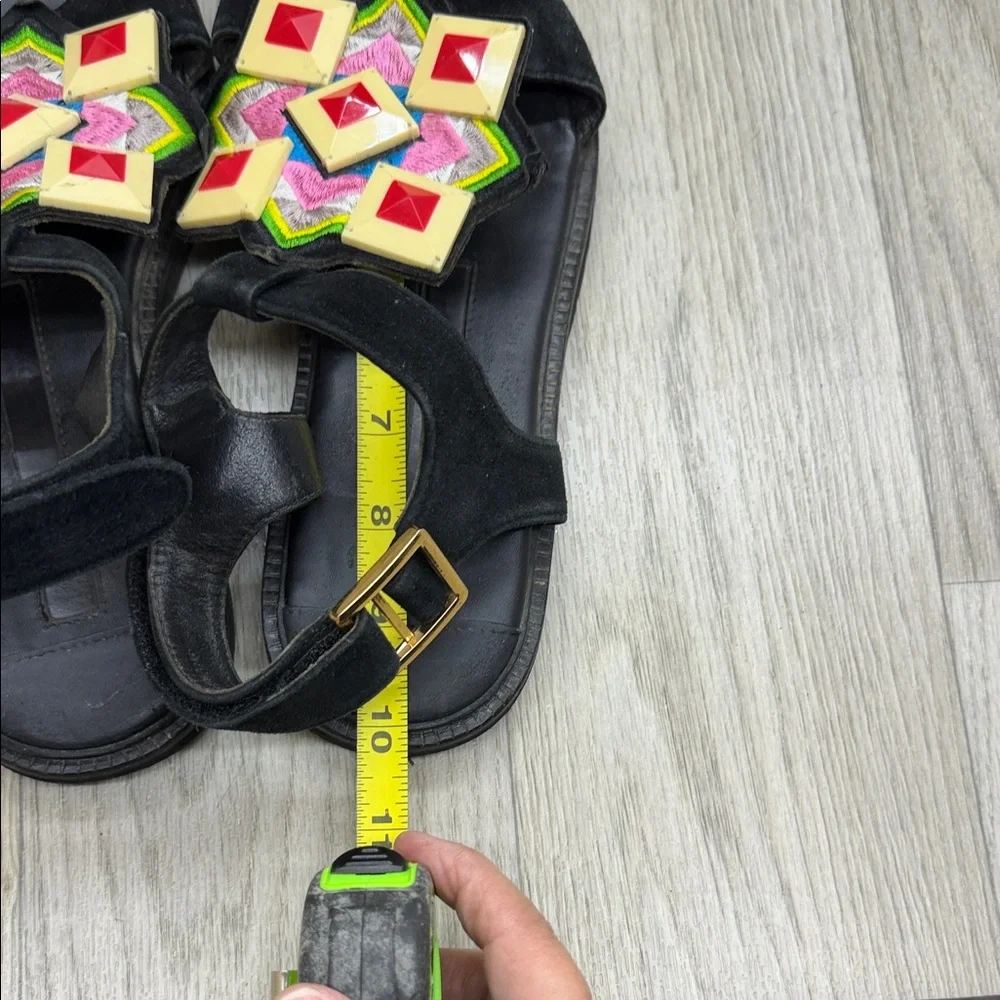 Kat Maconie Vibrant Geometric Black Sandals
